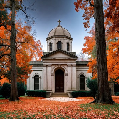 Chapel Surrounded by Autumn Trees
