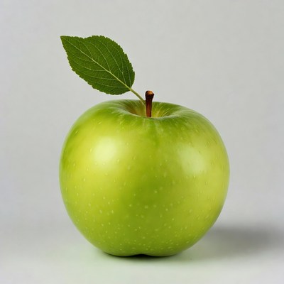 Green apple with leaf