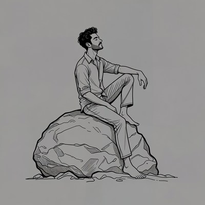 Man sitting on rock