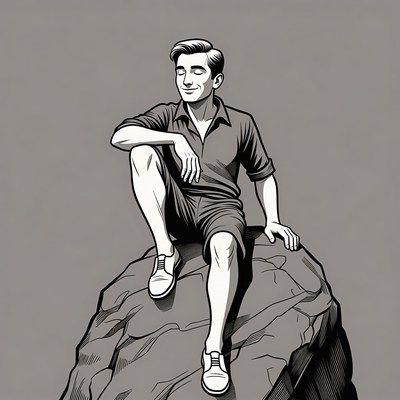 Man sitting relaxed on rock