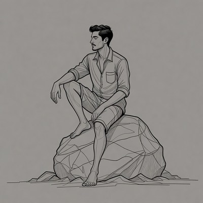 Man sitting on rock