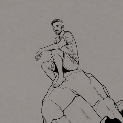 Man sitting on rock