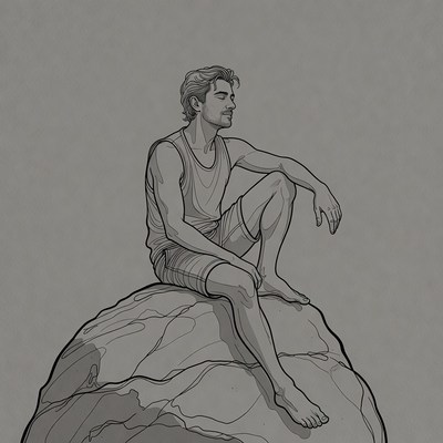 Man sitting on rock