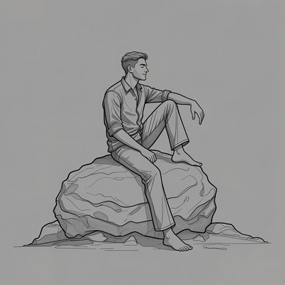 Man sitting on rock