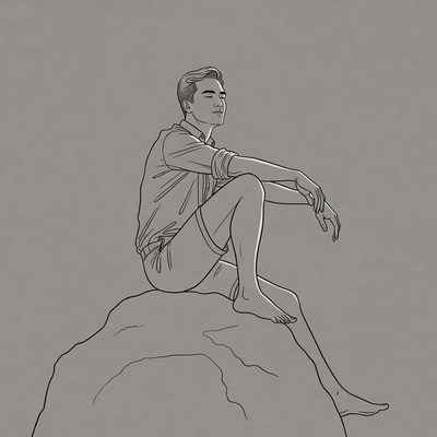 Man sitting on rock