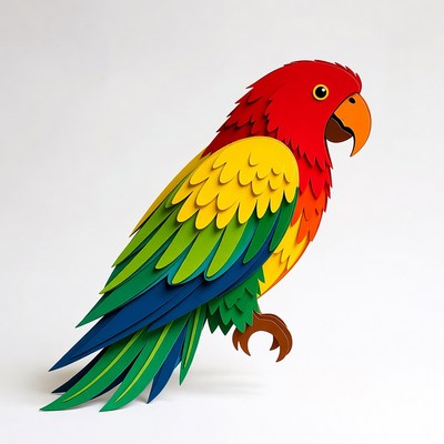 Colorful Paper Cutout Parrot