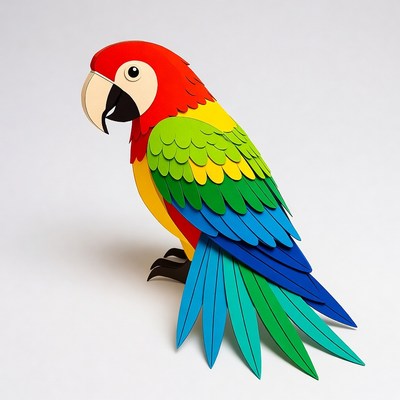 Colorful Paper Cutout Parrot
