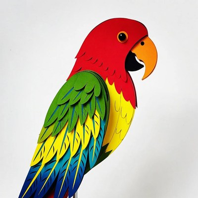 Colorful paper cutout parrot
