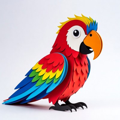 Colorful Papercraft Macaw Parrot