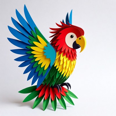 Colorful Papercraft Parrot Illustration