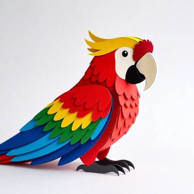 Colorful Papercraft Macaw Parrot