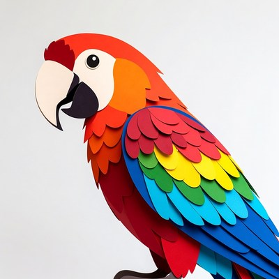 Colorful Paper Cutout Macaw Parrot