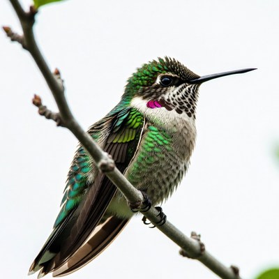Hummingbird perched on branch