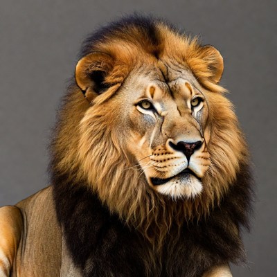 Majestic lion with thick mane