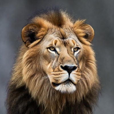 Majestic lion close-up portrait