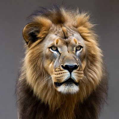 Lion with majestic mane