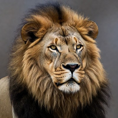 Majestic lion with thick mane