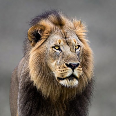 Majestic lion with thick mane