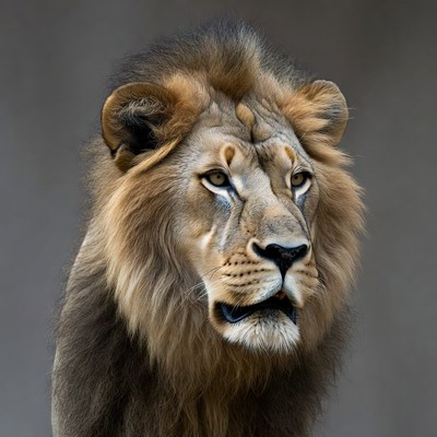 Majestic lion close-up portrait