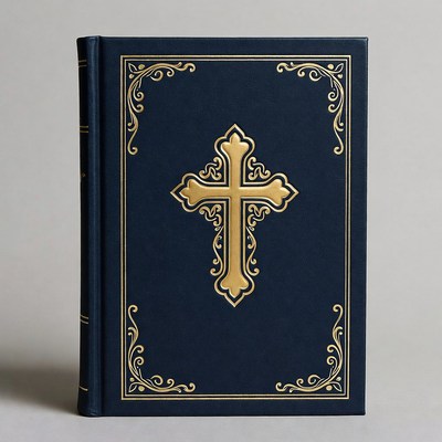 Blue Bible with Gold Cross