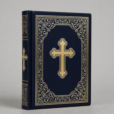 Navy Bible with Gold Cross