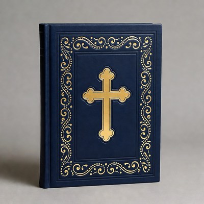 Navy Blue Bible with Gold Cross