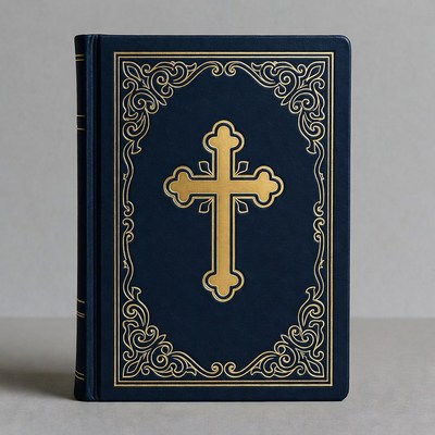 Navy Bible with Gold Cross