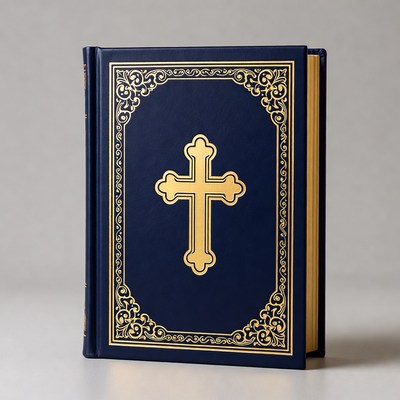 Navy Bible with Gold Cross