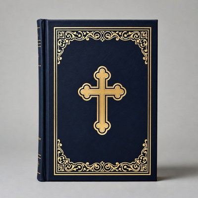 Blue Bible with Gold Cross