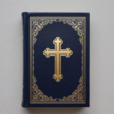 Blue Bible with Gold Cross