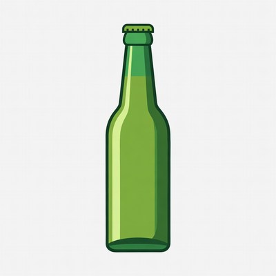 Green Beer Bottle Illustration