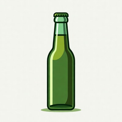 Green Beer Bottle Illustration