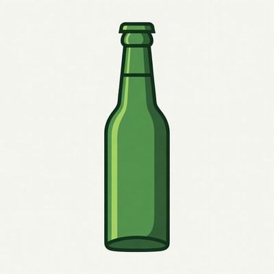 Green Beer Bottle Illustration