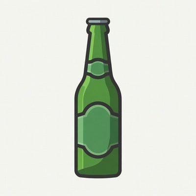 Green Beer Bottle Illustration