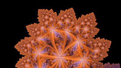 Vibrant Orange Fractal Leaf