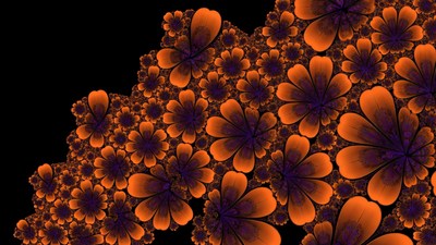 Fractal Orange Flowers on Black