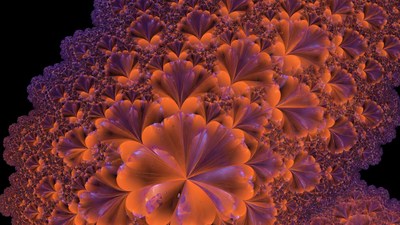 Vibrant Purple Orange Fractal Flower
