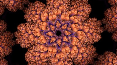 Vibrant Orange Fractal Mandala