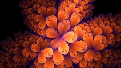 Vibrant Orange Fractal Flower