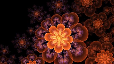 Vibrant Orange Fractal Flower