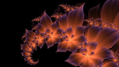 Fractal Purple Orange Flowers