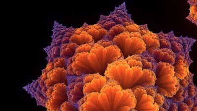 Vibrant Orange Fractal Flower Cluster