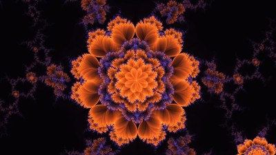 Vibrant Orange Fractal Flower