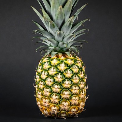 Fresh Pineapple on Black Background