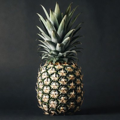 Fresh Pineapple on Black Background