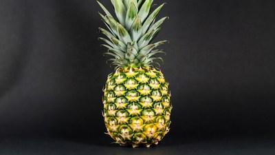 Fresh Pineapple on Black Background