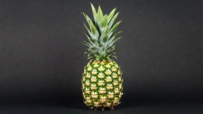 Fresh Pineapple on Black Background