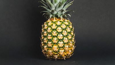 Fresh Pineapple on Black Background