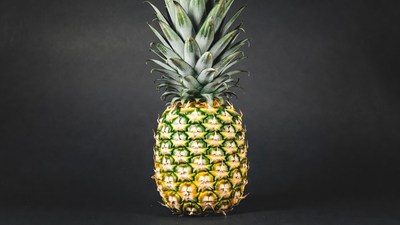 Fresh Pineapple on Black Background
