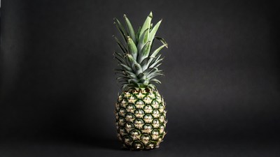 Pineapple on black background